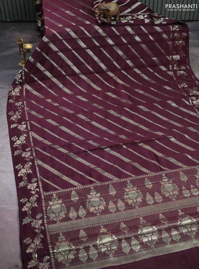 Poona silk saree coffee brown with allover zari weaves and zari woven border