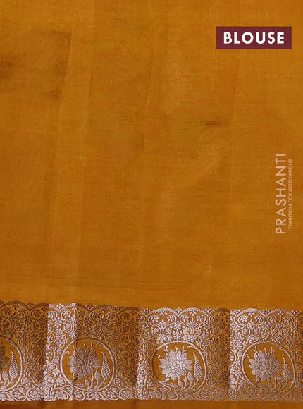 Poona silk saree mango yellow with allover thread & zari weaves and zari woven border
