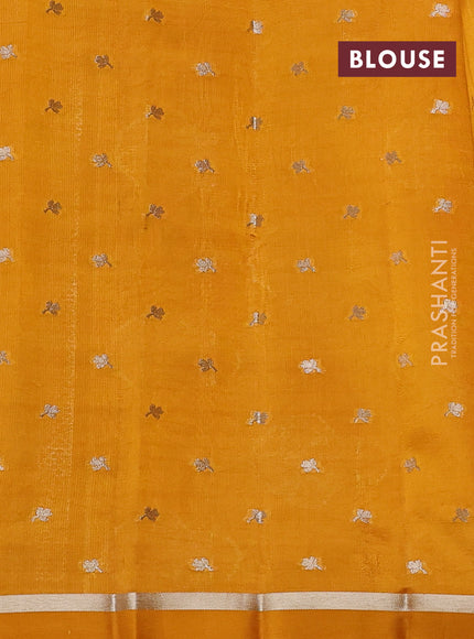 Poona silk saree mango yellow with allover thread & zari weaves and zari woven simple border