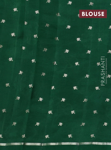 Poona silk saree green with allover thread & zari weaves and zari woven simple border