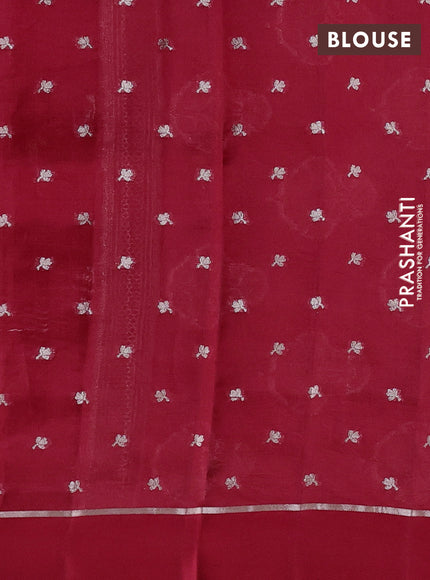 Poona silk saree red with allover thread & zari weaves and zari woven simple border