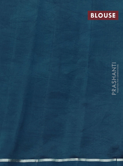 Poona silk saree peacock blue with allover thread & zari weaves and zari woven simple border