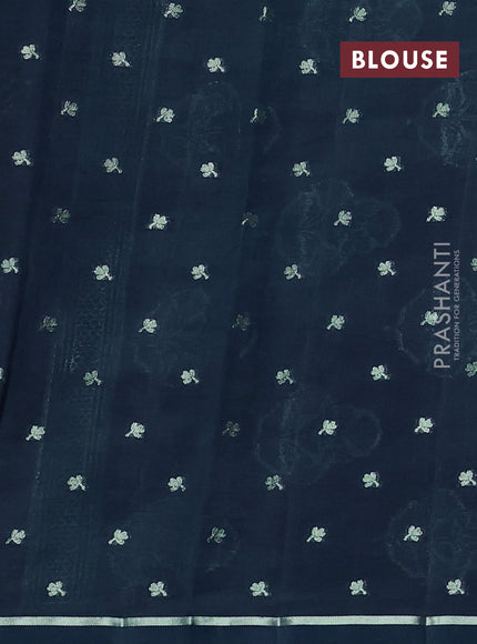 Poona silk saree peacock green with allover thread & zari weaves and zari woven simple border