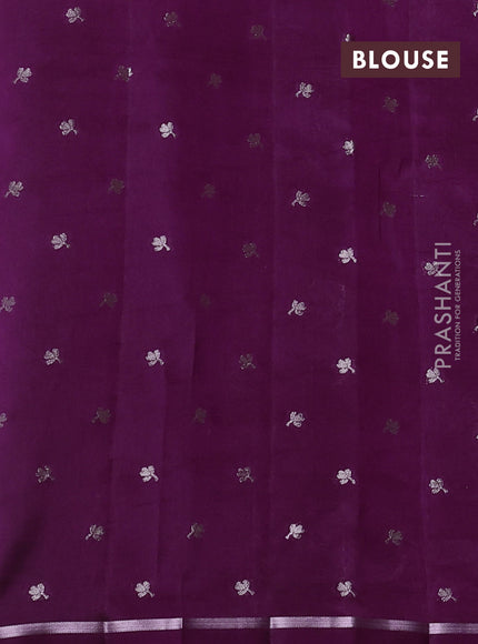 Poona silk saree deep purple with allover thread & zari weaves and zari woven simple border