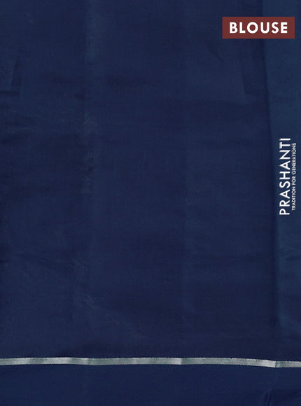 Poona silk saree peacock blue with allover thread & zari weaves and zari woven simple border