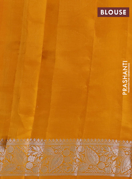 Poona silk saree mango yellow with allover thread & zari weaves and zari woven simple border