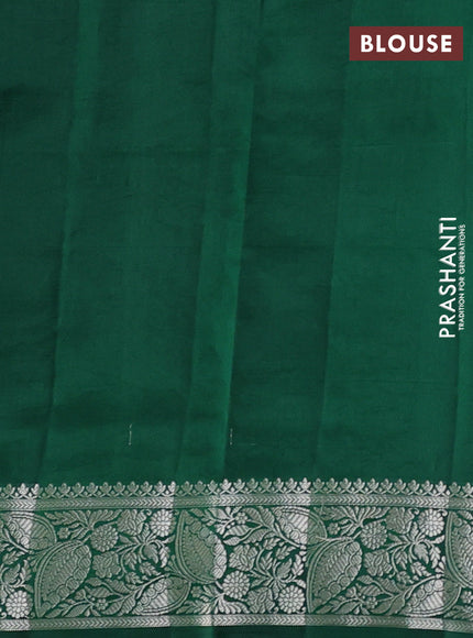 Poona silk saree green with allover thread & zari weaves and zari woven simple border