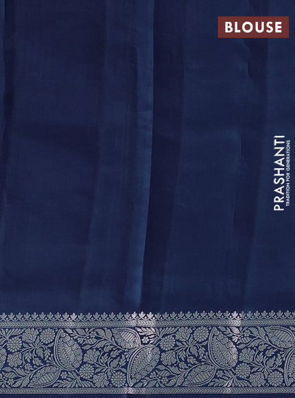 Poona silk saree peacock blue with allover thread & zari weaves and zari woven simple border