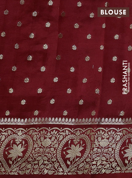 Poona silk saree deep maroon with allover thread & zari weaves and zari woven simple border