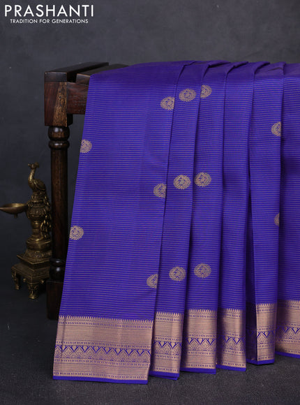 Kanchipuram silk saree royal blue and red with allover vairosi pattern & zari buttas and zari woven border