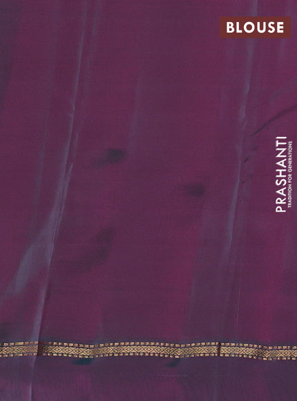 Kanchipuram silk saree pink and dual shade of teal green with allover zari woven stripes & buttas and zari woven simple border