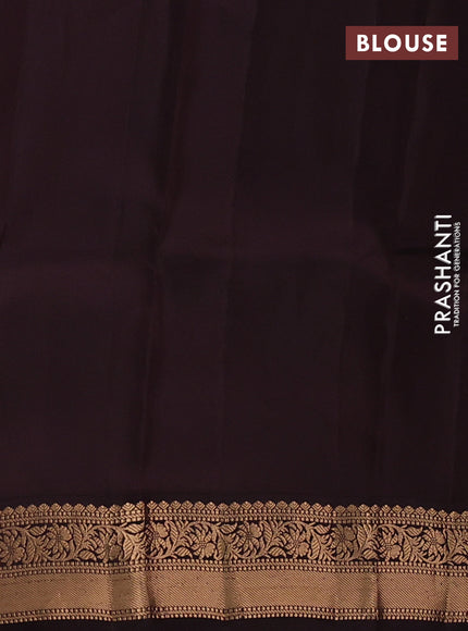 Kanchipuram silk saree teal blue and coffee brown with zari woven buttas and zari woven border