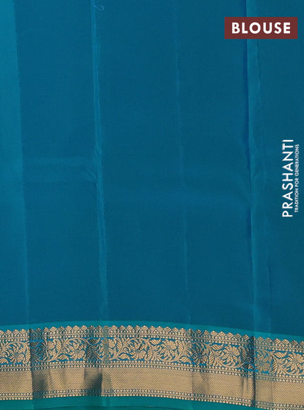 Kanchipuram silk saree purple and teal green with zari woven buttas and zari woven border