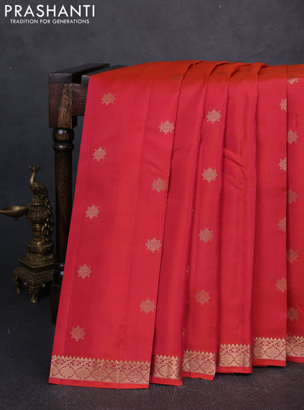 Kanchipuram silk saree red with zari woven buttas and zari woven border