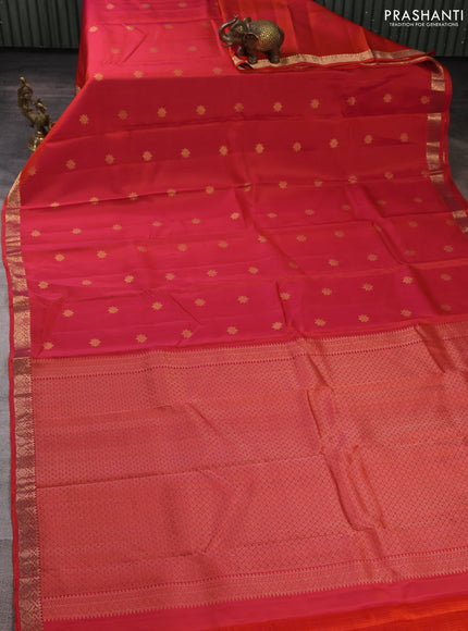 Kanchipuram silk saree red with zari woven buttas and zari woven border