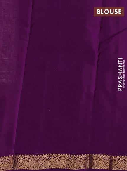 Kanchipuram silk saree beige and purple with zari woven buttas and zari woven border