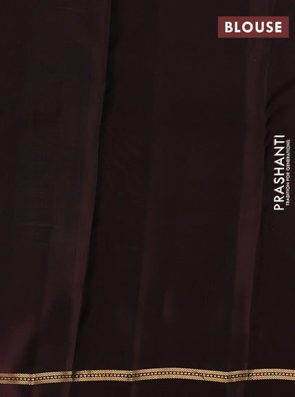 Kanchipuram silk saree green and coffee brown with allover zari woven buttas and zari woven simple border