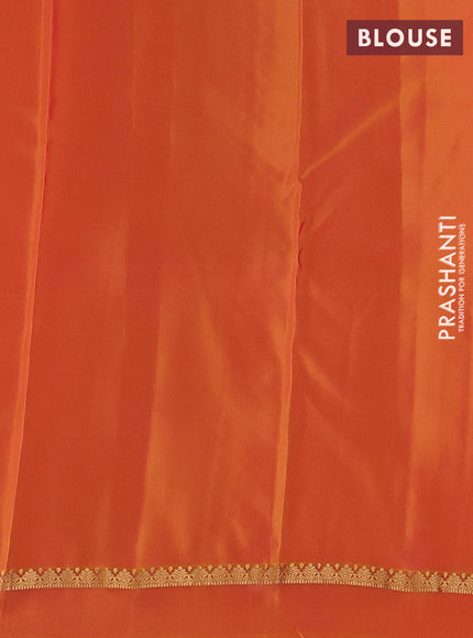 Kanchipuram silk saree pink and orange with allover zari woven buttas and zari woven simple border