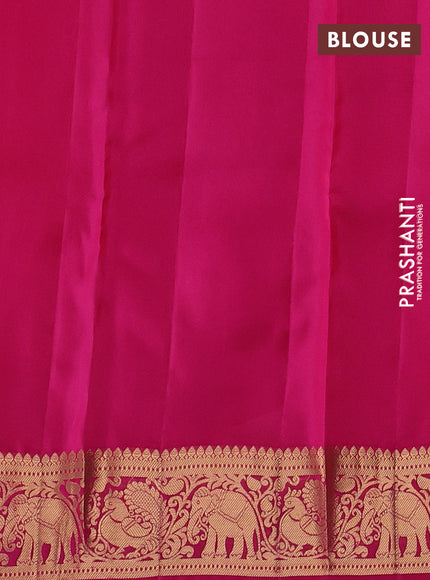 Kanchipuram silk saree tomato red and pink with zari woven buttas and zari woven border
