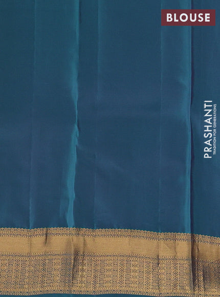 Kanchipuram silk saree lavender and teal green with allover zari woven buttas and rich zari woven border