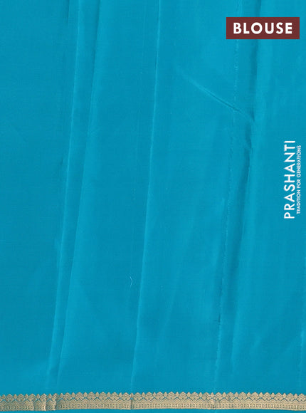 Kanchipuram silk saree royal blue and teal green with allover zari checks & buttas and rich zari woven border