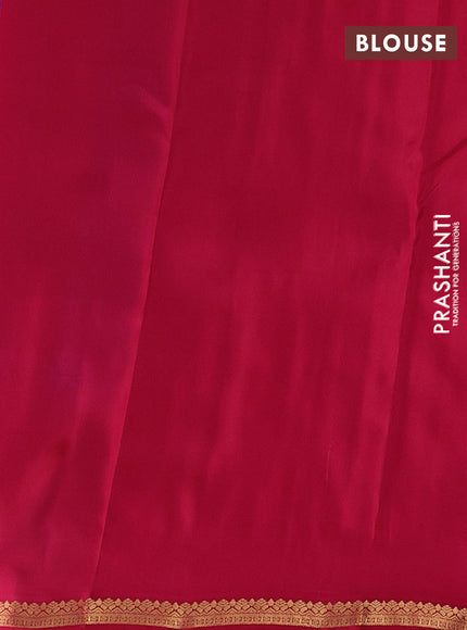 Kanchipuram silk saree royal blue and tomato pink with allover zari checks & buttas and rich zari woven border