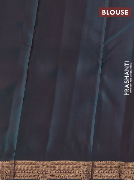 Kanchipuram silk saree maroon and peacock green with zari woven buttas and zari woven border