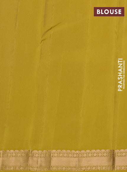 Kanchipuram silk saree pastel green and lime yellow with zari woven buttas and zari woven border