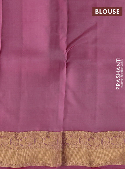 Kanchipuram silk saree lavender and pink with allover zari checks & buttas and rich zari woven border