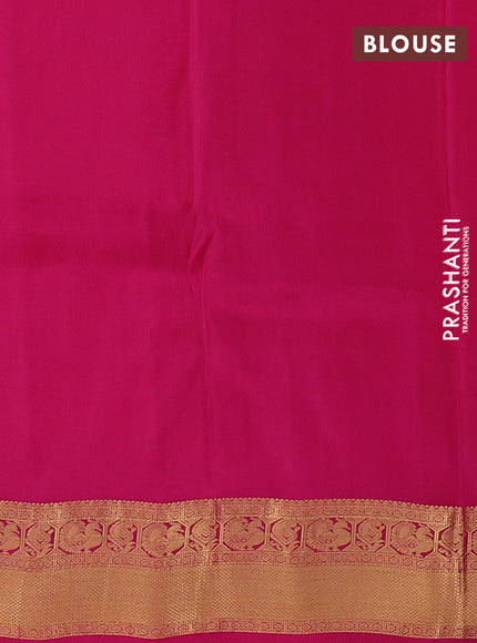 Kanchipuram silk saree dual shade of pinkish yellow and pink with allover zari checks & buttas and rich zari woven border