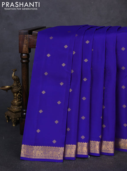 Kanchipuram silk saree royal blue and teal green with allover zari woven buttas and zari woven border