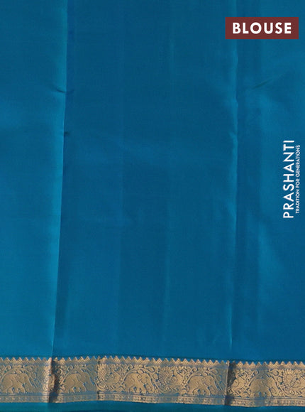 Kanchipuram silk saree royal blue and teal green with allover zari woven buttas and zari woven border