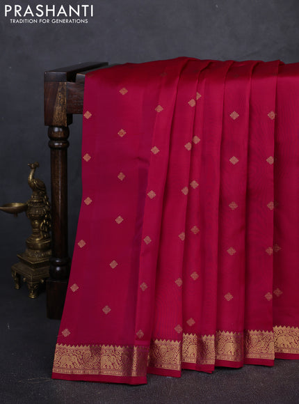 Kanchipuram silk saree pink and teal green with allover zari woven buttas and zari woven border