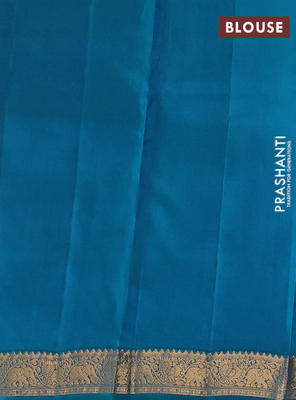 Kanchipuram silk saree pink and teal green with allover zari woven buttas and zari woven border
