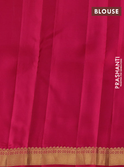 Kanchipuram silk saree teal shade and pink with allover zari woven buttas and zari woven border