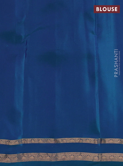 Kanchipuram silk saree royal blue and peacock blue with allover zari woven stripes & buttas and zari woven border