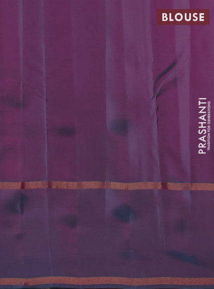 Kanchipuram silk saree pink and dual shade of pinkish green with allover zari woven stripes & buttas and rettapet zari woven butta border