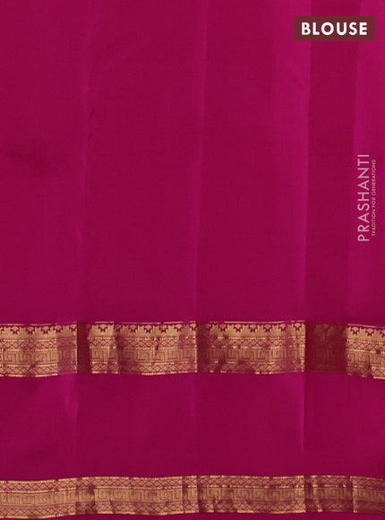 Kanchipuram silk saree dual shade of pinkish orange and pink with allover zari checked pattern and rettapet zari woven border