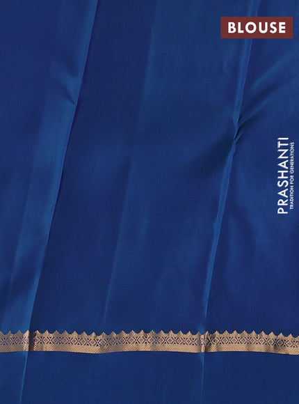 Kanchipuram silk saree royal blue and peacock blue with allover zari woven stripes & buttas and zari woven simple border