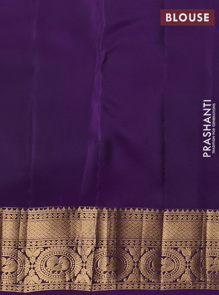 Kanchipuram silk saree peacock green and purple with zari woven buttas and zari woven border