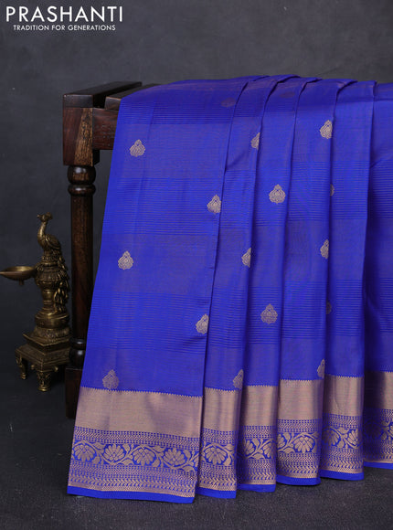 Kanchipuram silk saree royal blue with allover vairosi pattern & zari buttas and rich zari woven border