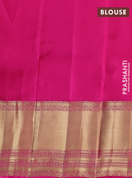 Kanchipuram silk saree sunset orange and pink with zari woven buttas and long rich zari woven border