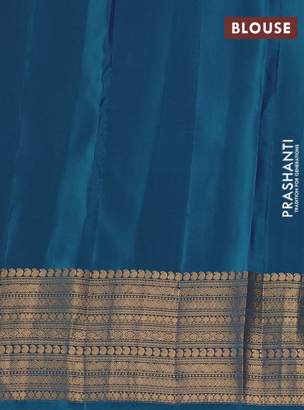 Kanchipuram silk saree royal blue and peacock blue with zari woven buttas and long zari woven border