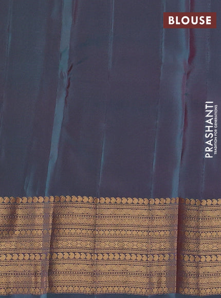 Kanchipuram silk saree mauve pink and peacock green with zari woven buttas and long zari woven border