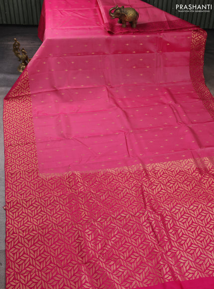 Kanchipuram silk saree pink with allover zari woven buttas and zari woven border