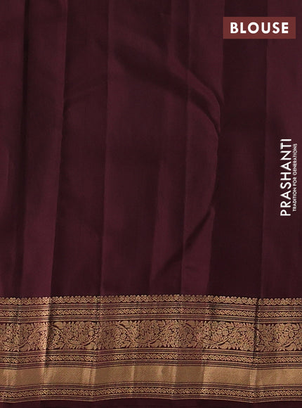 Kanchipuram silk saree rust and coffee brown with allover zari woven buttas and zari woven border