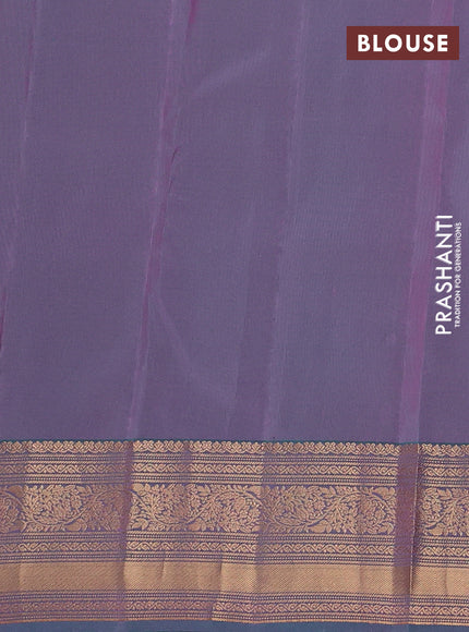 Kanchipuram silk saree light pink and dual shade of teal green with allover zari woven buttas and zari woven border