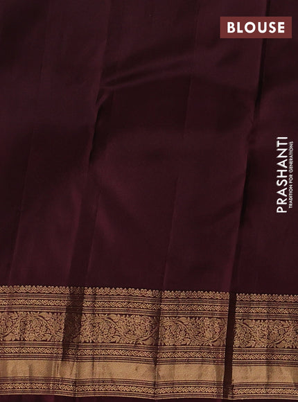 Kanchipuram silk saree brown shade and deep maroon with allover zari woven buttas and zari woven border