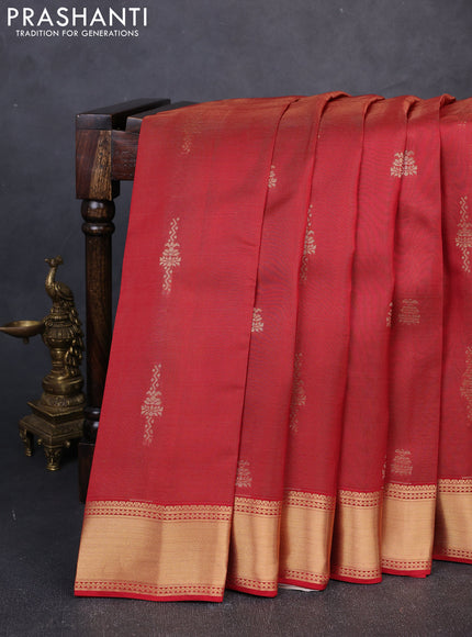 Kanchipuram silk saree maroon and beige with allover vairosi pattern & zari buttas and rich zari woven border