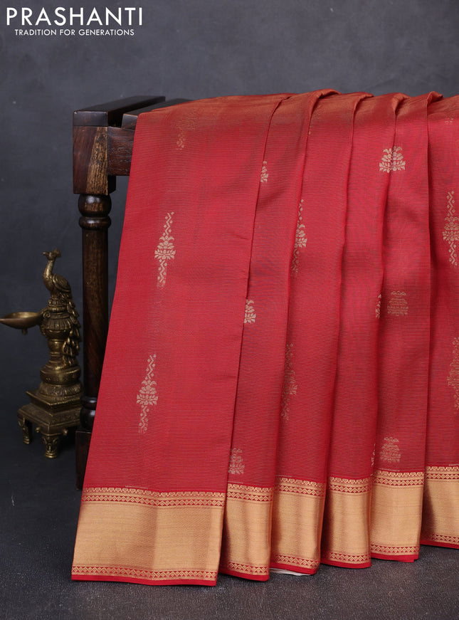 Kanchipuram silk saree maroon and beige with allover vairosi pattern & zari buttas and rich zari woven border